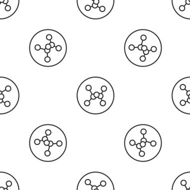 Gri çizgi kimyasal formül ikonu beyaz arka planda izole edilmiş kusursuz desen. Yenilikçi tıp, sağlık, araştırma ve bilim için soyut altıgen. Vektör