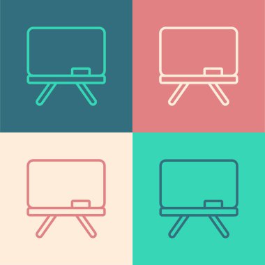 Pop Art Line Chalkboard simgesi renk arkaplanında izole edildi. Okul karatahtası. Vektör