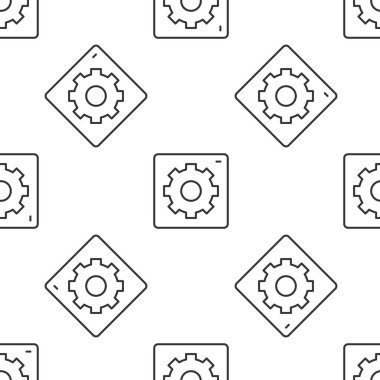 Gri çizgi simgeyi beyaz arkaplanda izole ediyor. Aletler, servis, dişli, dişli, çark işareti. Vektör