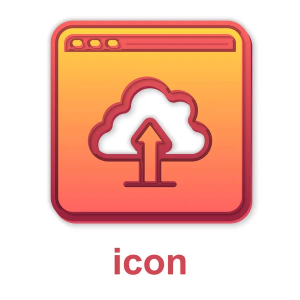 Gold Cloud subir icono aislado sobre fondo blanco. Vector — Archivo Imágenes Vectoriales