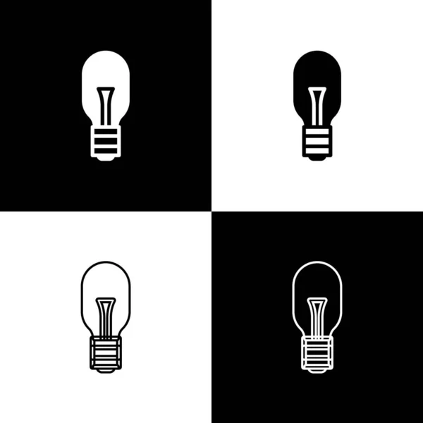 Set Ampoule avec concept d'icône d'idée isolé sur fond noir et blanc. Énergie et symbole d'idée. Concept d'inspiration. Vecteur — Image vectorielle