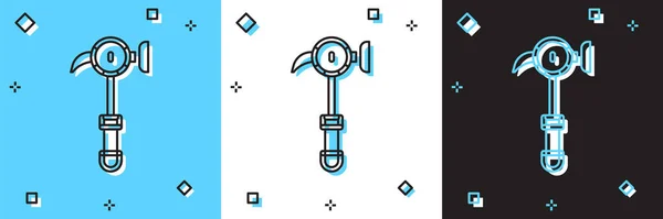 Set Hammer pictogram geïsoleerd op blauwe en witte, zwarte achtergrond. Gereedschap voor reparatie. Vector — Stockvector