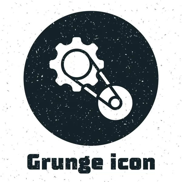 Grunge Zahnriemen Kit Symbol isoliert auf weißem Hintergrund. Monochrome Vintage-Zeichnung. Vektor — Stockvektor