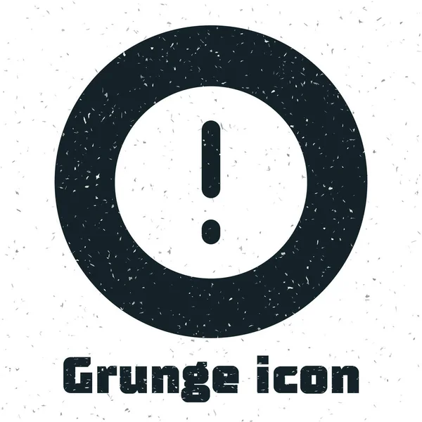 Grunge-Sprechblase und Ausrufezeichen isoliert auf weißem Hintergrund. FAQ-Zeichen. Kopieren von Dateien, Chat-Sprechblase und Diagramm. Monochrome Vintage-Zeichnung. Vektor — Stockvektor