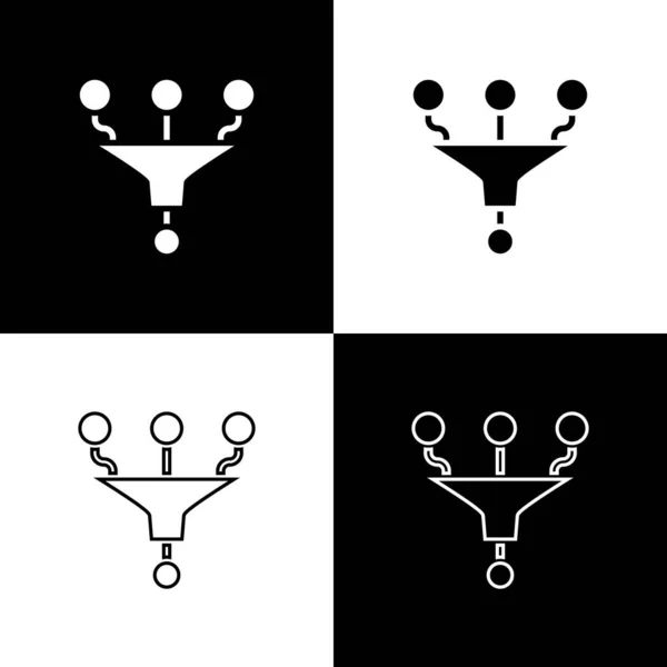 Définir l'icône Entonnoir ou filtre isolé sur fond noir et blanc. Vecteur — Image vectorielle