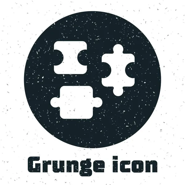 Grunge Puzzle pièces jouet icône isolée sur fond blanc. Dessin vintage monochrome. Vecteur — Image vectorielle