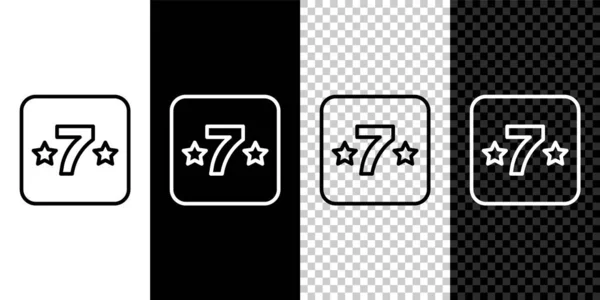 Ustaw linię Kasyno automat z ikoną symbolu koniczyny izolowane na czarno-białym, przezroczystym tle. Gry hazardowe. Wektor — Wektor stockowy