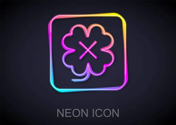 Ragyogó neon vonal Kaszinó nyerőgép lóhere szimbólum ikon elszigetelt fekete alapon. Szerencsejáték. Vektor — Stock Vector