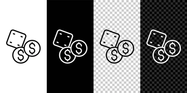 Establecer línea Juego de dados icono aislado en blanco y negro, fondo transparente. Juego de casino. Vector — Vector de stock