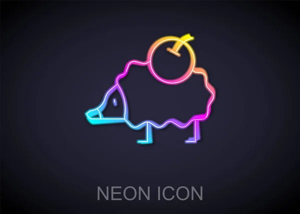 Glowing neon line Hedgehog icon isolated on black background. Animal symbol. Vector — Stock Vector