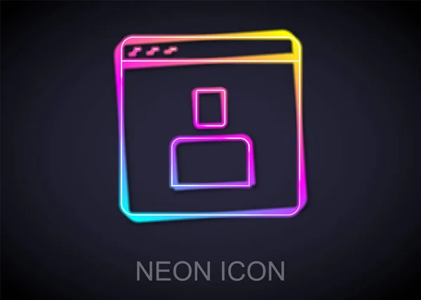 Glowing neon line Create account screen icon isolated on black background. Vector — Stock Vector