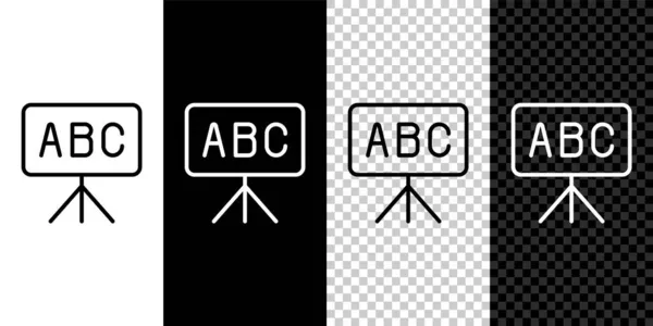 Establecer línea Icono de pizarra aislado en blanco y negro, fondo transparente. Signo de pizarra escolar. Vector — Archivo Imágenes Vectoriales
