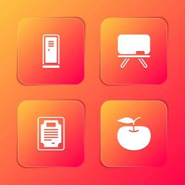 Dolap ya da soyunma odasını, tebeşir tahtasını, sertifika şablonunu ve Apple simgesini ayarlayın. Vektör