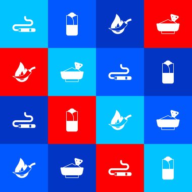 Puro, burrito, acı biber kabı ve kase ikonunda Nachos hazırla. Vektör