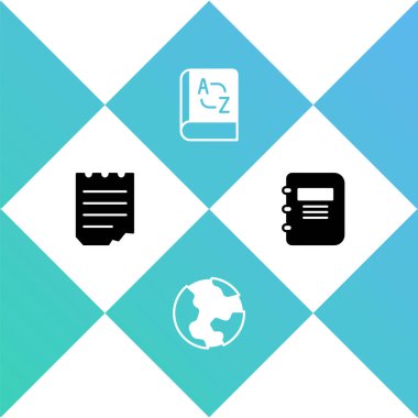 Not Defteri, Dünya küresi, Çevirmen ve simgeyi ayarla. Vektör