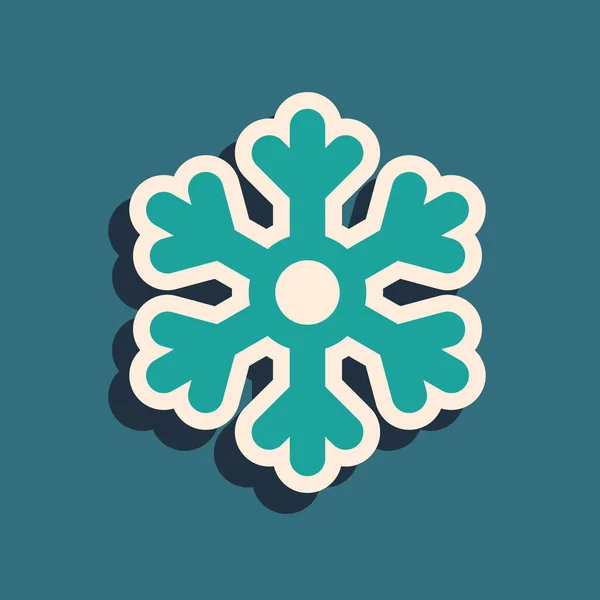 Icono Copo Nieve Verde Aislado Sobre Fondo Verde Estilo Sombra — Vector de stock