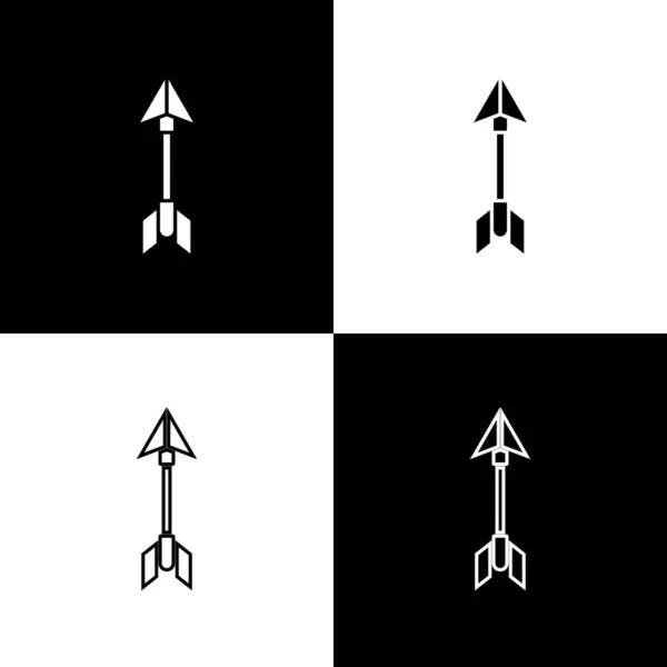 Set Hipster Arrow Icon Isolated Black White Background Vector Illustration — Stock Vector