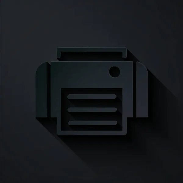 Піктограма Принтера Вирізання Паперу Ізольована Чорному Тлі Стиль Паперового Мистецтва — стоковий вектор