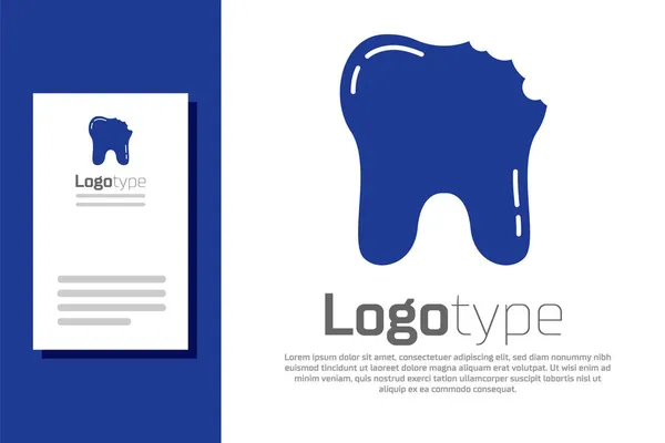 青い歯のアイコンが白い背景に隔離されています 歯の問題のアイコン 歯のケアのシンボル ロゴデザインテンプレート要素 ベクトル — ストックベクタ