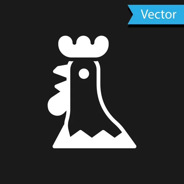 Weißes Französisches Hahn Symbol Isoliert Auf Schwarzem Hintergrund Vektor — Stockvektor