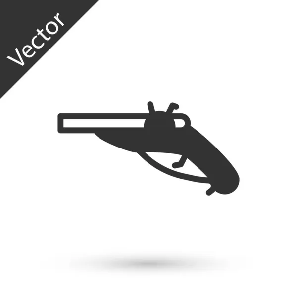 Ícone Pistolas Vintage Cinza Isolado Fundo Branco Arma Antiga Vetor — Vetor de Stock