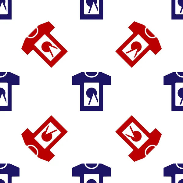 Ícone Camiseta Azul Vermelho Isolado Padrão Sem Costura Fundo Branco — Vetor de Stock