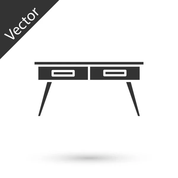 Graues Schreibtischsymbol Isoliert Auf Weißem Hintergrund Vektor — Stockvektor