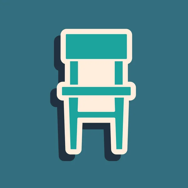 Ikona Zielonego Krzesła Izolowana Zielonym Tle Długi Styl Cienia Wektor — Wektor stockowy