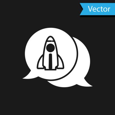 Beyaz İş Başlangıcı proje konsepti simgesi siyah arkaplanda izole edildi. Yeni iş, girişimcilik, yenilik ve teknolojinin sembolü. Vektör.