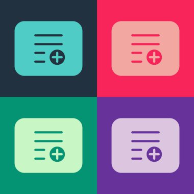 Pop Art Parça Listesi simgesine renk arkaplanında izole edilmiş bir parça ekle. Vektör.