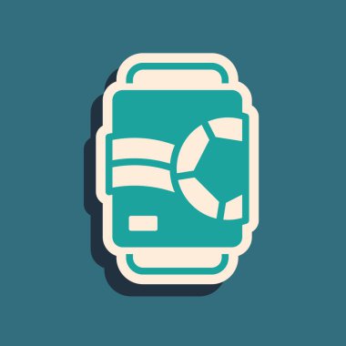 Yeşil Bira ikonu yeşil arkaplanda izole edilebilir. Uzun gölge tarzı. Vektör.