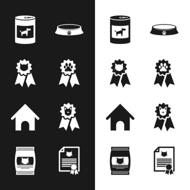 Kedi Konservesi Köpek Evi ve ikon için Kedi Konservesi ödül sembolü belirle. Vektör.