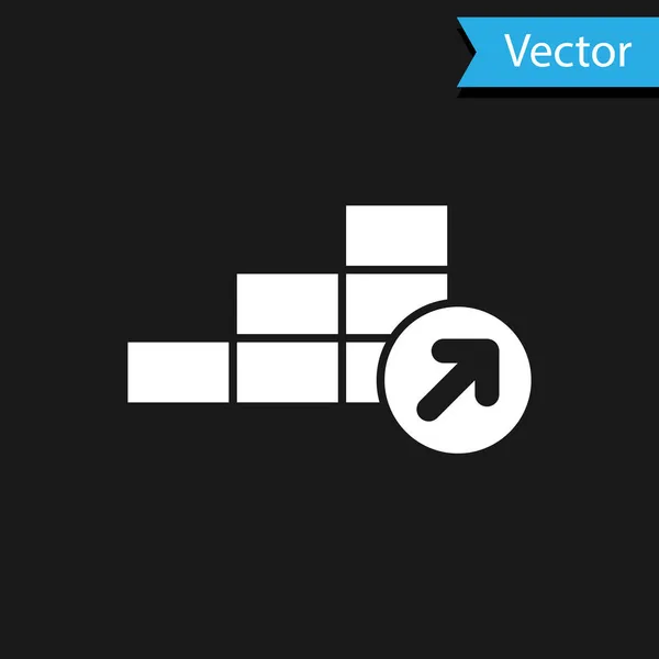 Icône Croissance Financière Blanche Isolée Sur Fond Noir Augmentation Des — Image vectorielle