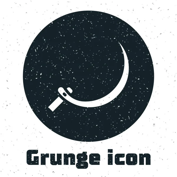 Grunge Icône Faucille Isolé Sur Fond Blanc Signe Crochet Moissonneur — Image vectorielle