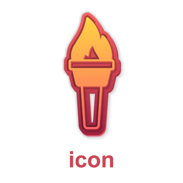 Gold Fackel Flamme Symbol Isoliert Auf Weißem Hintergrund Symbol Feuer — Stockvektor