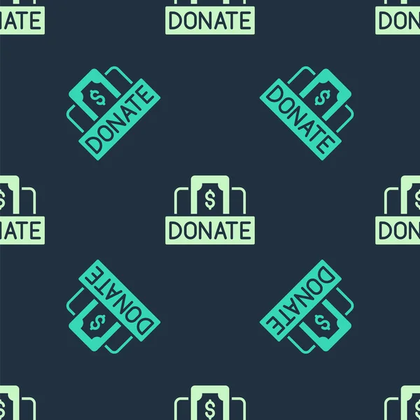 Groen Beige Donatie Liefdadigheid Icoon Geïsoleerd Naadloos Patroon Blauwe Achtergrond — Stockvector