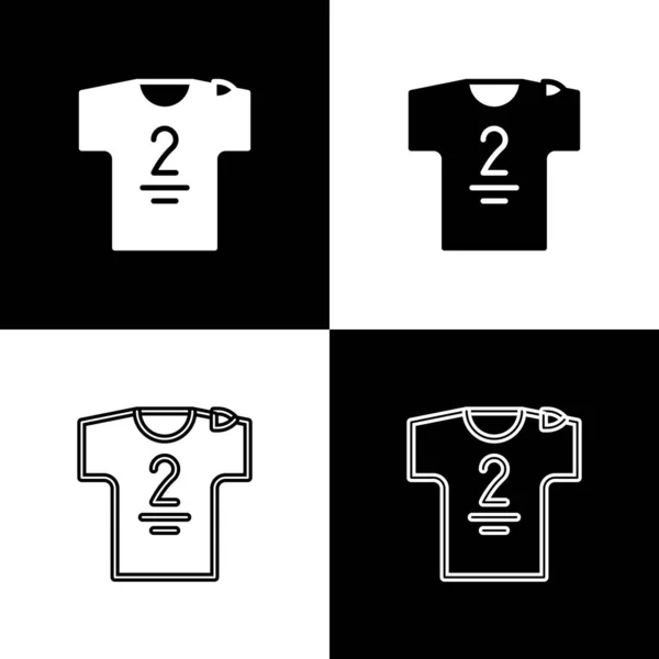 Set Camiseta Fútbol Camiseta Icono Aislado Sobre Fondo Blanco Negro — Vector de stock