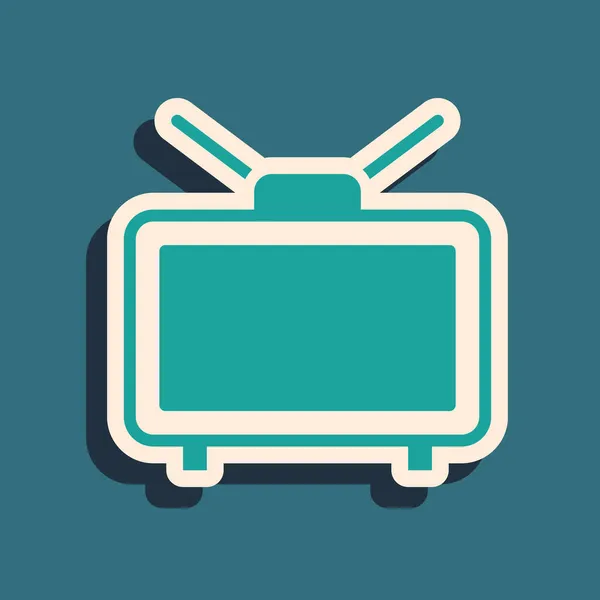 Partido Fútbol Verde Icono Televisión Aislado Sobre Fondo Verde Concepto — Archivo Imágenes Vectoriales