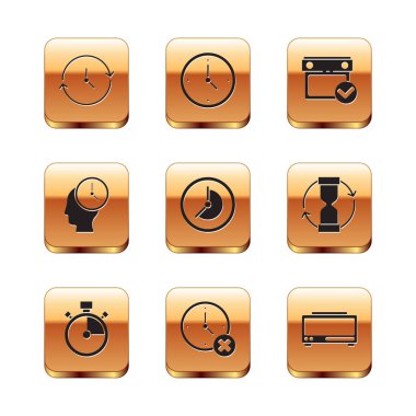 Saat, Kronometre, Sil, Zaman Yönetimi, İşaretli Takvim, Dijital Alarm Saati ve Simgesi Ayarla. Vektör