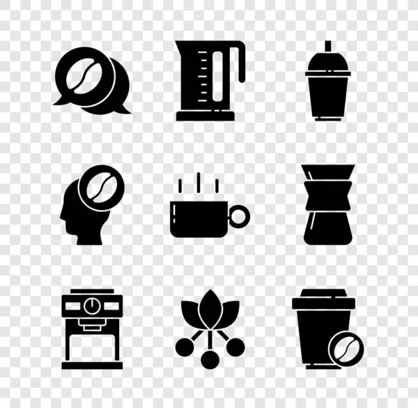 采购产品咖啡和对话 电水壶 杯子去 巴里斯塔和图标 — 图库矢量图片
