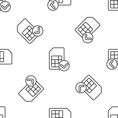 Gri çizgi Sim kart simgesi beyaz arka planda izole edilmiş. Cep telefonu sim kart çipi. Mobil telekomünikasyon teknolojisi sembolü. Vektör.