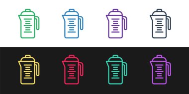 Çaydanlık simgesini siyah ve beyaz arkaplanda izole et. Vektör.