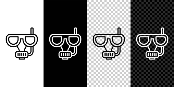 Set Line Máscara Buceo Icono Snorkel Aislados Sobre Fondo Blanco — Vector de stock