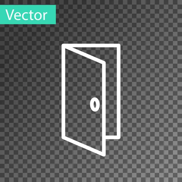 Línea Blanca Icono Puerta Cerrada Aislado Sobre Fondo Transparente Vector — Vector de stock