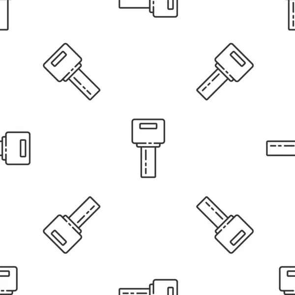 Сіра Лінія Автомобільна Клавіша Віддаленою Іконою Ізольований Безшовний Візерунок Білому — стоковий вектор