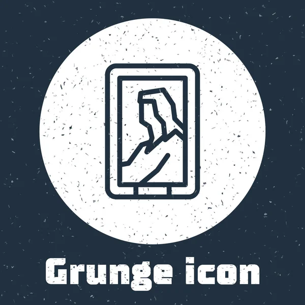 Grunge Line Image Portrait Dans Icône Musée Isolée Sur Fond — Image vectorielle