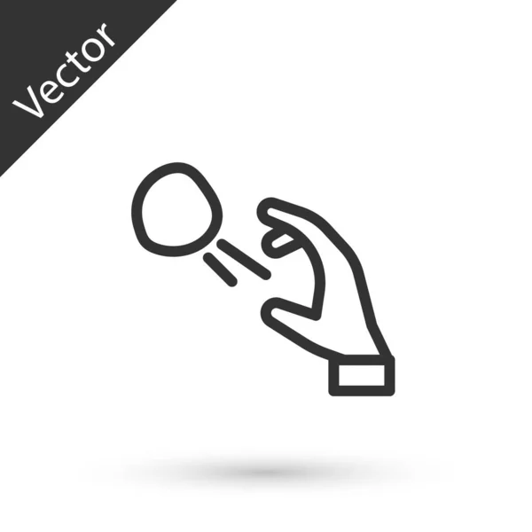 Línea Gris Hooligan Disparando Piedras Pequeñas Icono Aislado Sobre Fondo — Vector de stock