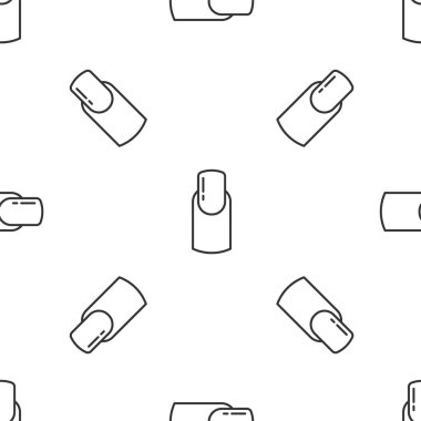 Gri çizgi tırnak manikür ikonu beyaz arka planda izole edilmiş pürüzsüz desen. Vektör