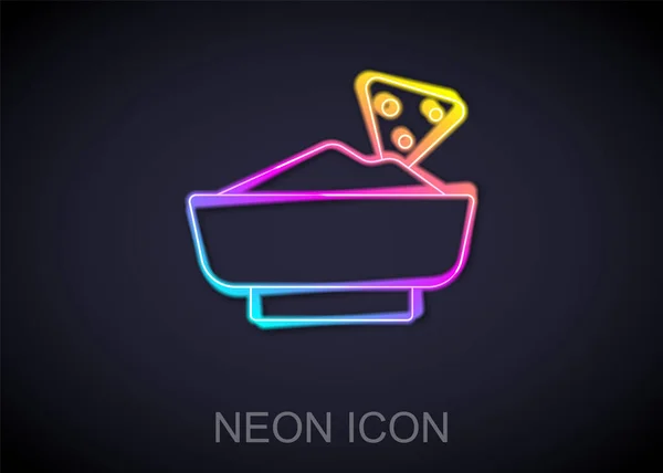 Leuchtende Neon Linie Nachos Schale Symbol Isoliert Auf Schwarzem Hintergrund — Stockvektor