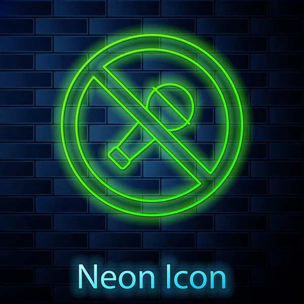 Leuchtendes Neon Line Stummes Mikrofonsymbol Isoliert Auf Backsteinwand Hintergrund Mikrofonton — Stockvektor